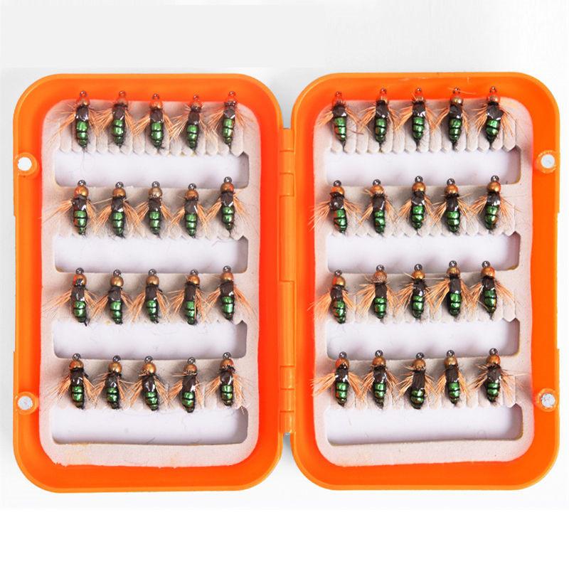 LEO 40pcs/box Fly Fishing Flies Lure High Carbon Steel Fly Tying Hooks for Trout Fishing Artificial Flies