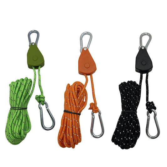 Outdoor camping canopy wind rope tent rope pulley adjuster windproof rope light fixture buckle hanging rope adjustable lifting