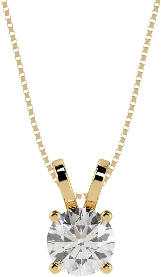 Houston Diamond District IGI Certified LAB GROWN Round Cut 4 Prong Diamond Pendant Necklace Superior Collection (E-F Color, VS2-SI1 Clarity)