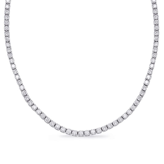 Houston Diamond District LAB GROWN Round Shape 4 Prong Diamond Uniform Straight Tennis Riviera Necklace 17" (E-F Color, SI1-SI2 Clarity)