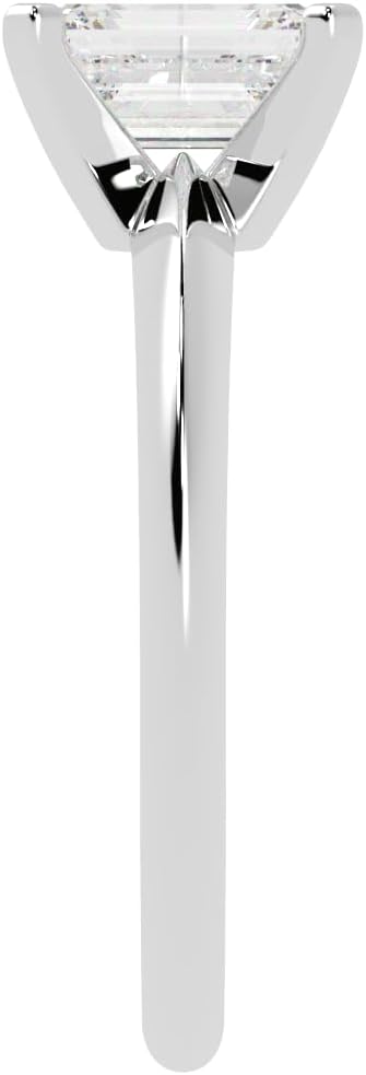 Houston Diamond District Lab Grown Solitaire Emerald Cut IGI CERTIFIED Diamond Engagement Ring (E-F Color VS1-VS2 Clarity)