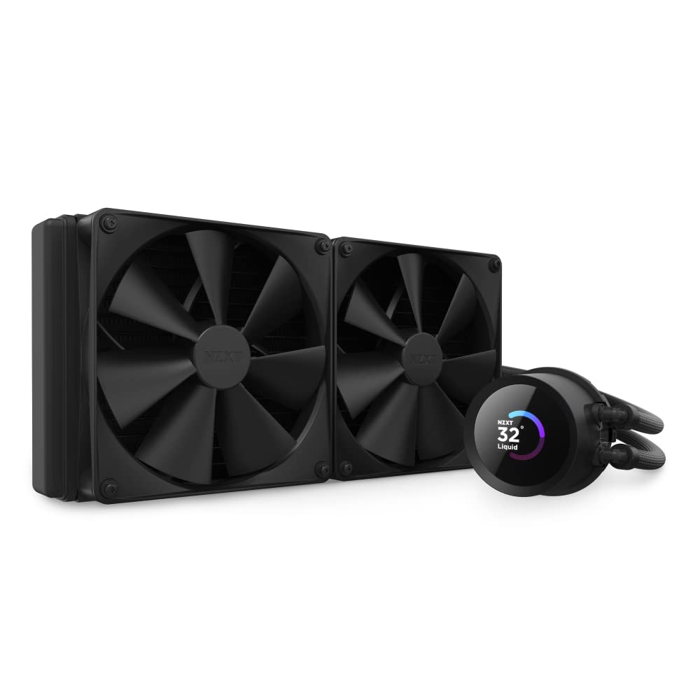 NZXT Kraken 280 - RL-KN280-B1-280mm AIO CPU Liquid Cooler - Customizable 1.54" Square LCD Display for Images, Performance Metrics and More - High-Performance Pump - 2 x F140P Fans - Black