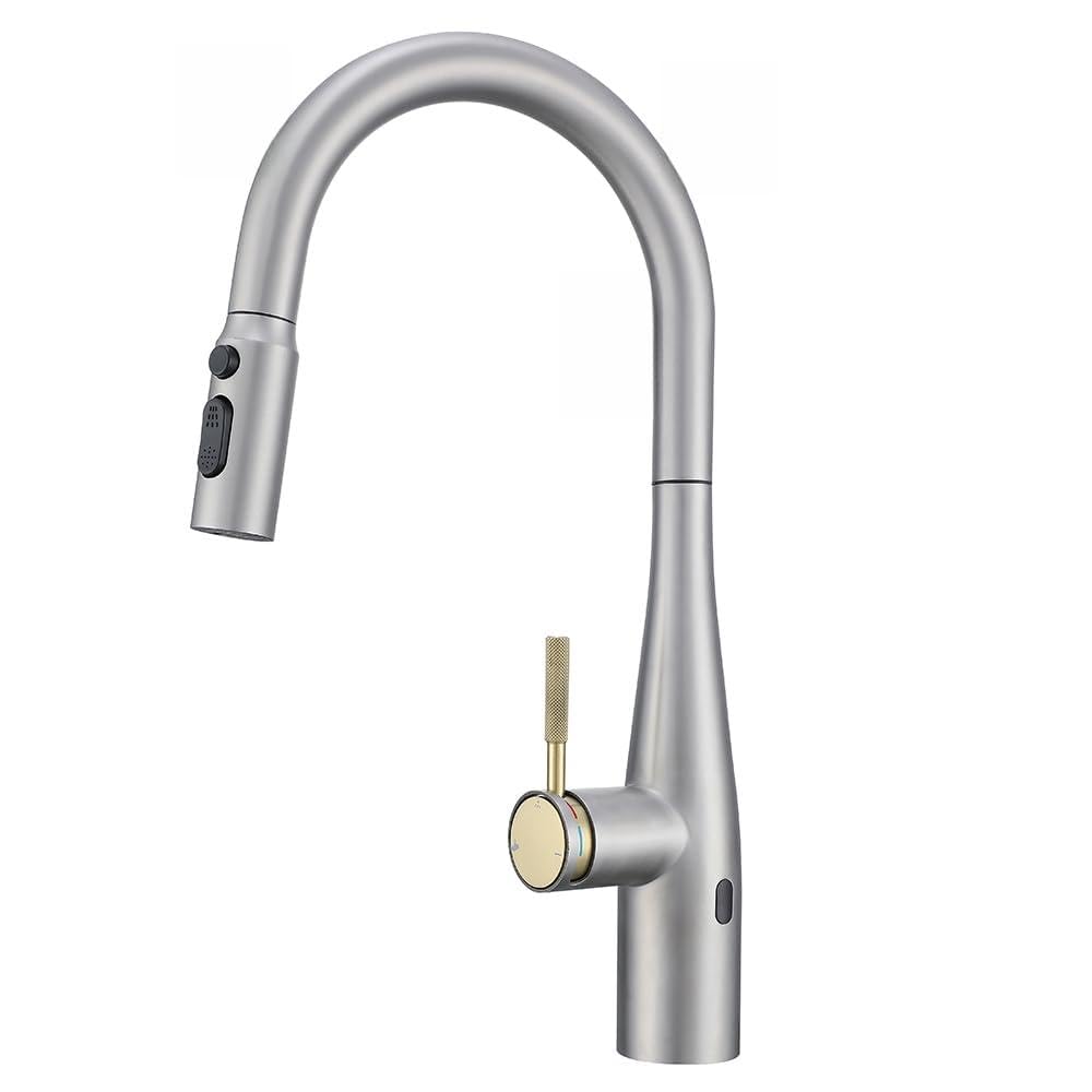 Brushed Nickel Kitchen Faucets with Pull Down Sprayer Kitchen Sink Faucet with Pull Out Sprayer Single Hole Deck Mount Single Handle Stainless Steel Grifos De Cocina 866068SN