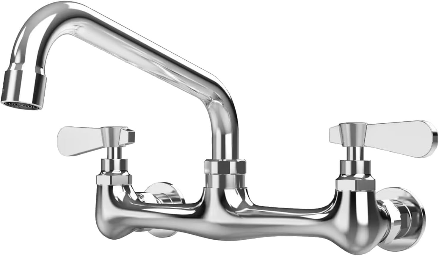 Kitchen Faucet Wall Mount Commercial Sink Faucet Kitchen Utility Laundry 8“ Swivel Spout 2 Dual Handle Restaurant Chrome Mixer Tap