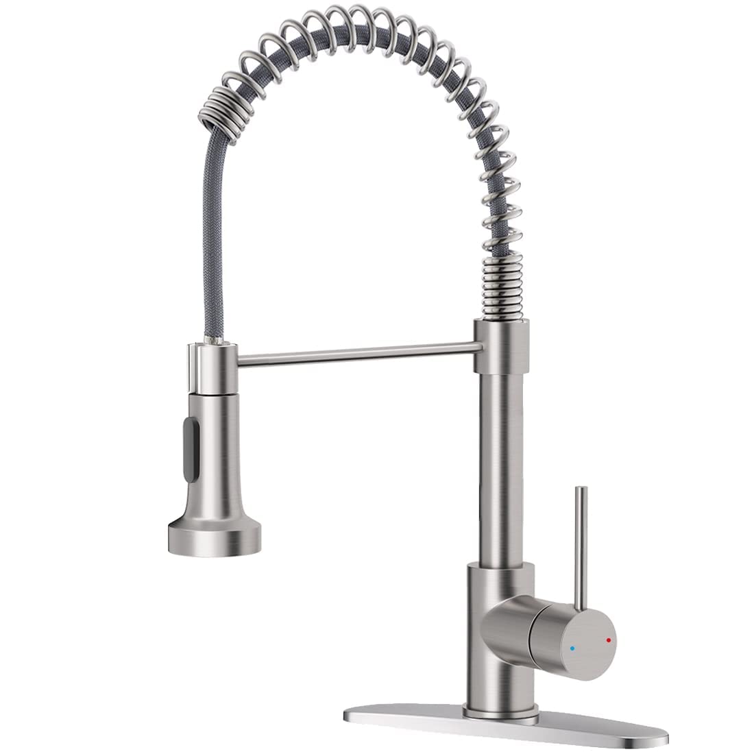 OWOFAN Black Kitchen Faucet with Pull Down Sprayer Stainless Steel Single Handle Pull Out Spring Sink Faucets 1 Hole Or 3 Hole Dual Function for Farmhouse Camper Laundry Utility Rv Wet Bar