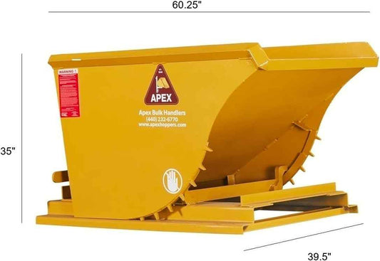 Apex HD75 Forklift Heavy Duty Self-Dumping Hopper, 3/4 Cubic Yard, 6000 lb Capacity, Durable Steel, Made in The USA (3/4 Cubic Yard)