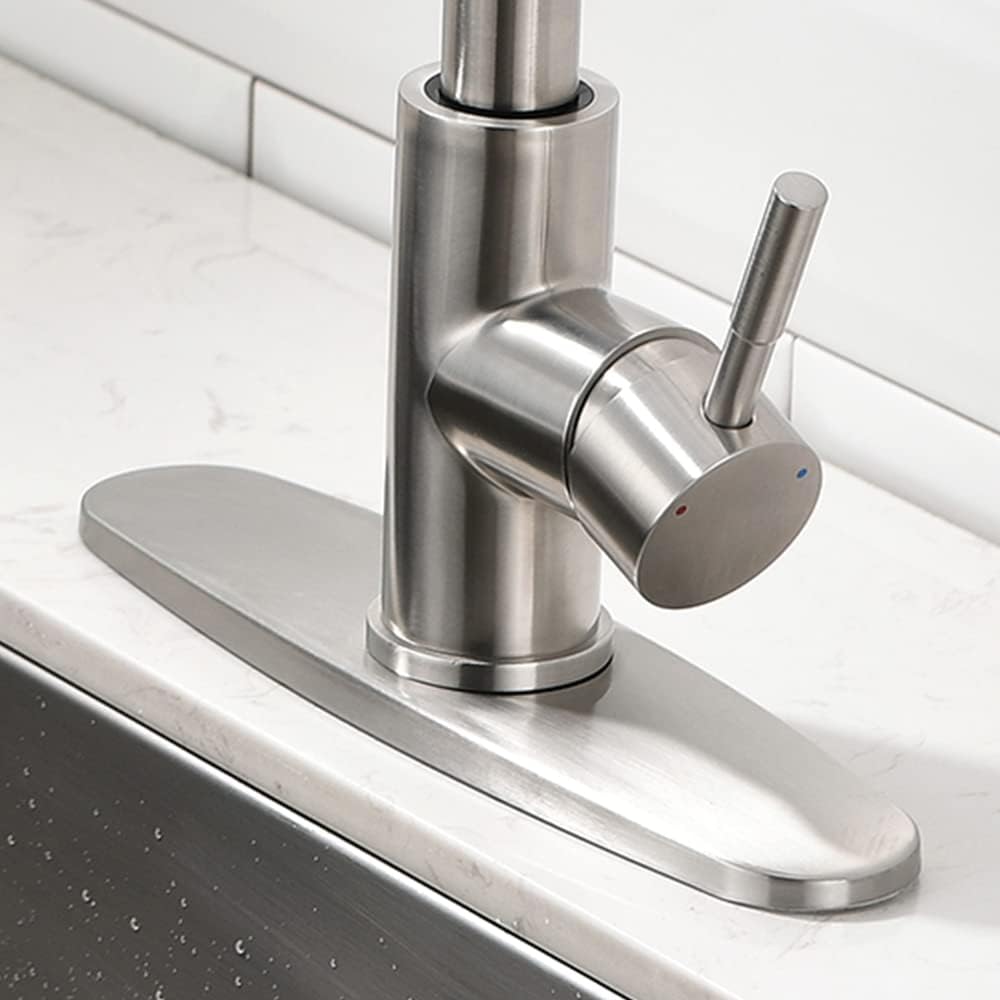 OWOFAN Hole Cover Deck Plate Escutcheon for Bathroom or Kitchen Sink Faucet Single Hole Mixer Tap 10 Inch Stainless Steel Brushed Nickel WF-4102SN