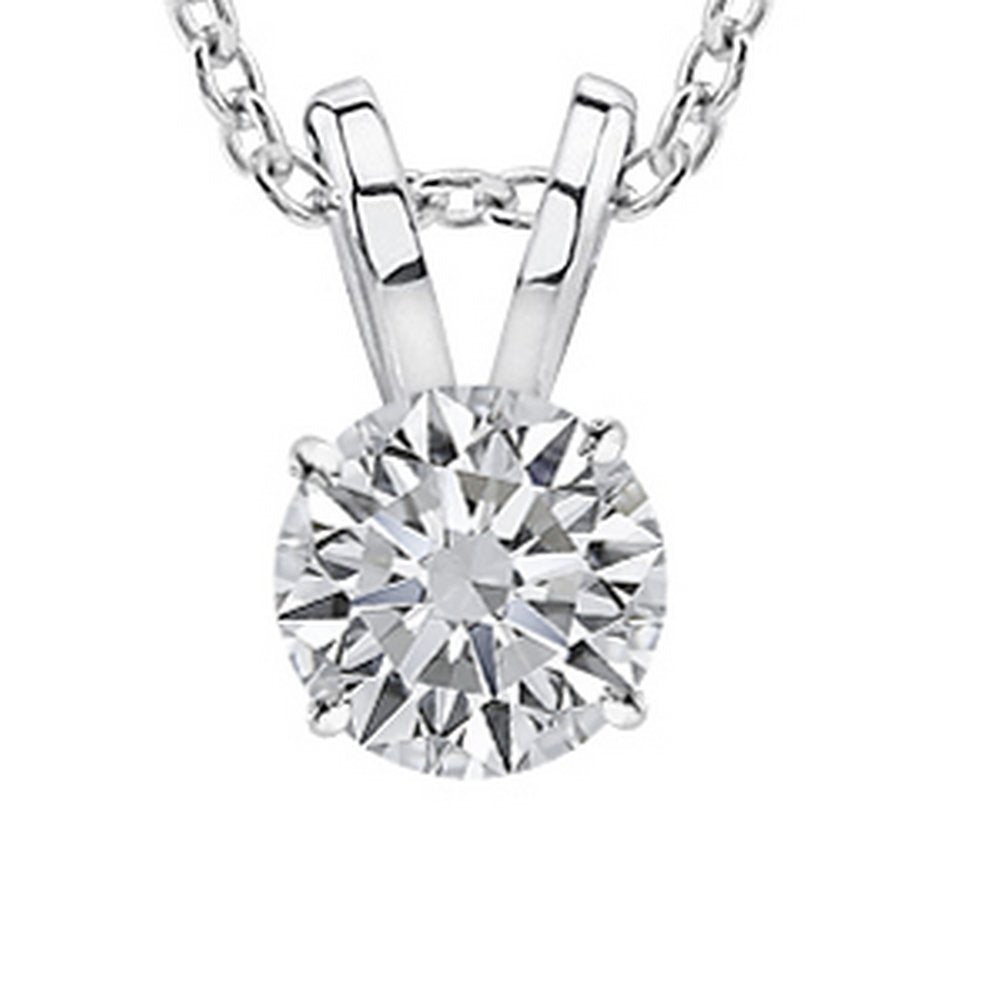 1/2-2 Carat 18K White Gold GIA Certified Round Cut Diamond Pendant Necklace Luxury Collection (D-E Color, VS1-VS2 Clarity)