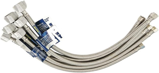 (6pcs 20 inch) PLUMBINGMASTER Toilet Water Supply Line,3/8" Comp x 7/8" BC Braided Stainless Steel Toilet Supply Line,Toilet Connector Hose with Anti-Leaking Brass Nut