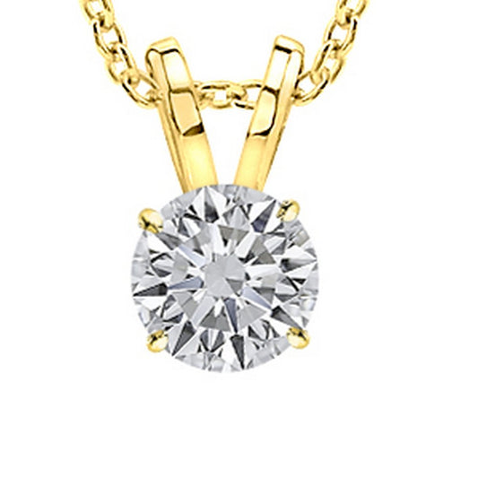 Houston Diamond District IGI Certified LAB-GROWN Round Cut 4 Prong Diamond Pendant Necklace with Chain Ultra Premium Collection (H-I Color, VS1-VS2 Clarity)