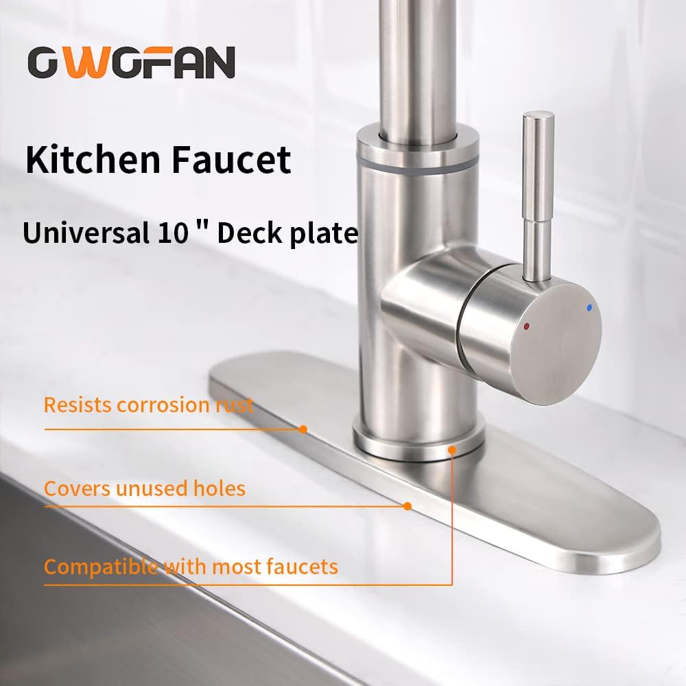 OWOFAN Hole Cover Deck Plate Escutcheon for Bathroom or Kitchen Sink Faucet Single Hole Mixer Tap 10 Inch Stainless Steel Brushed Nickel WF-4102SN