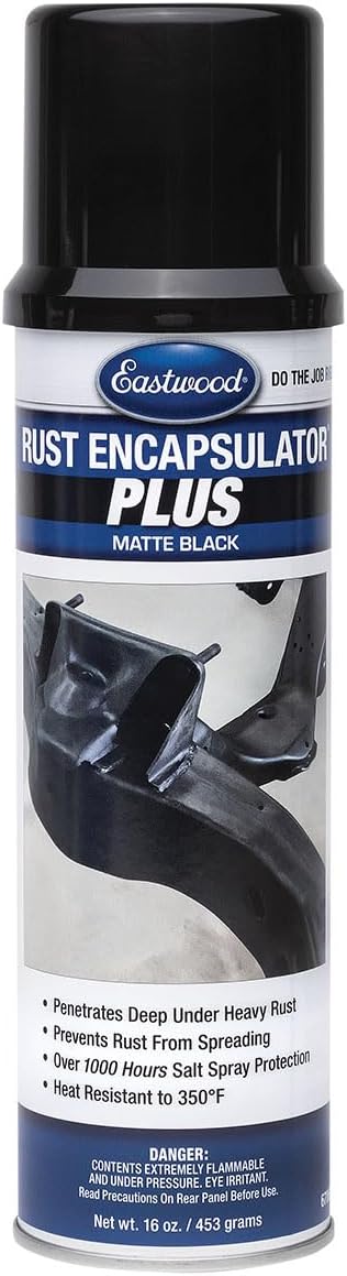 Eastwood Matte Black Rust Encapsulator Plus | Long Lasting Durable Finish 1 Coat Automotive Maximum Rust Protection | Heat Resistance up to 350 Degrees F | 16 oz. Aerosol | 1 Pack
