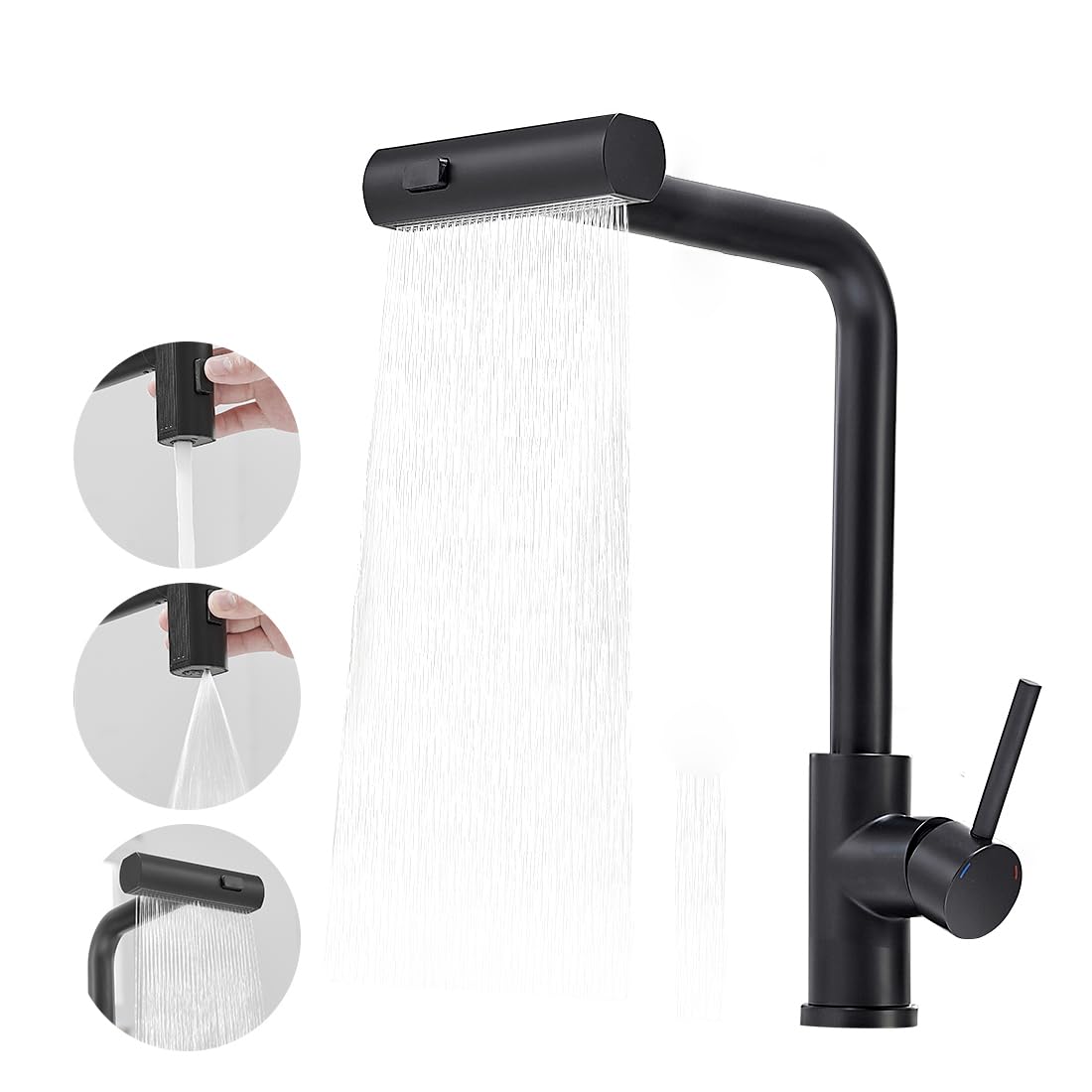 Black Kitchen Faucets with Pull Down Sprayer Kitchen Sink Faucet with Pull Out Sprayer Single Hole Deck Mount Single Handle Stainless Steel Grifos De Cocina 866068R