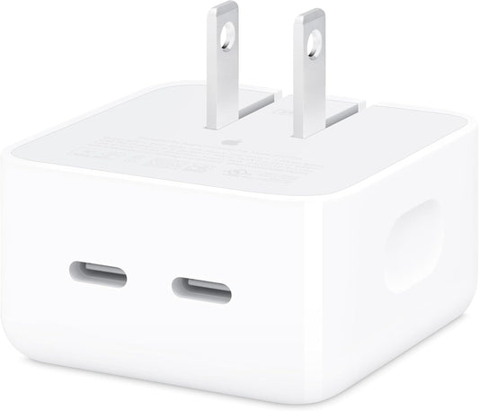 Apple 35W Dual USB-C Port Compact Power Adapter: Fast and Convenient Charging, Type C Wall Charger