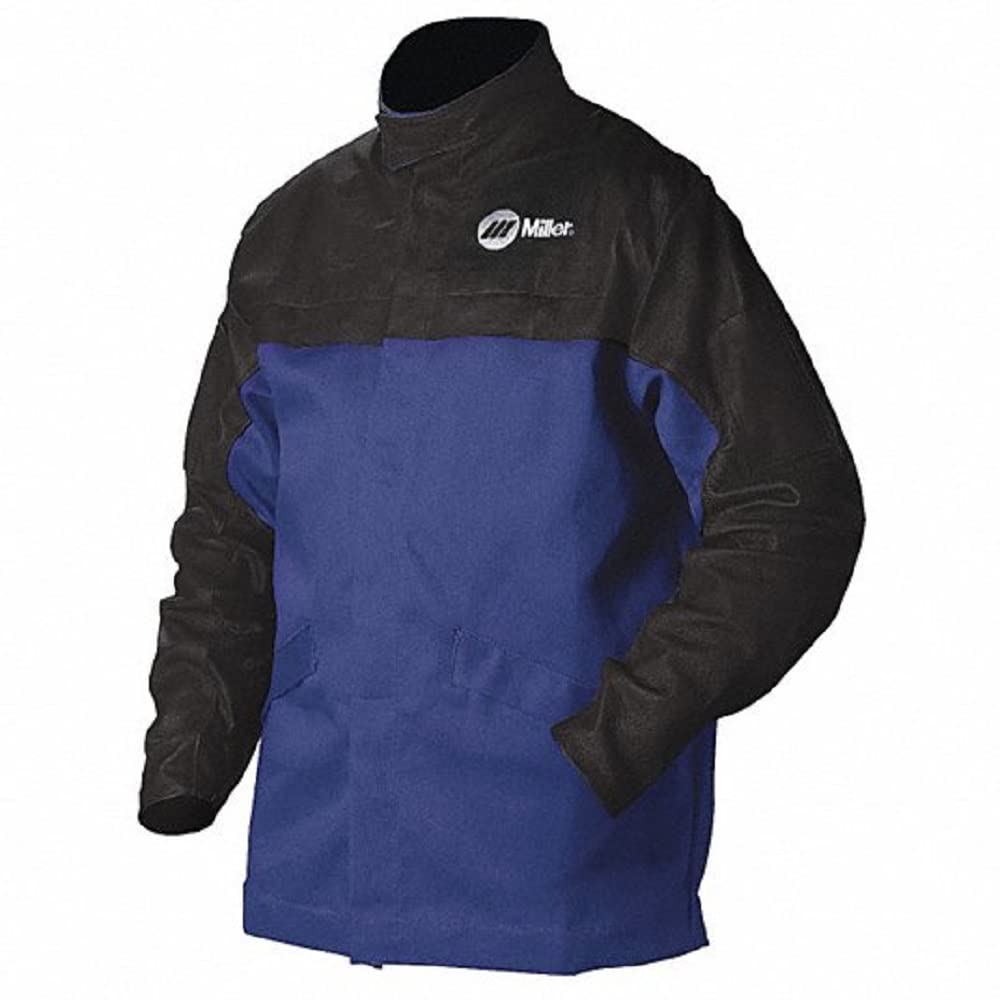 MILLER Electric Combo Weld JKT,Royal/Blk,Ctn/Leather,M