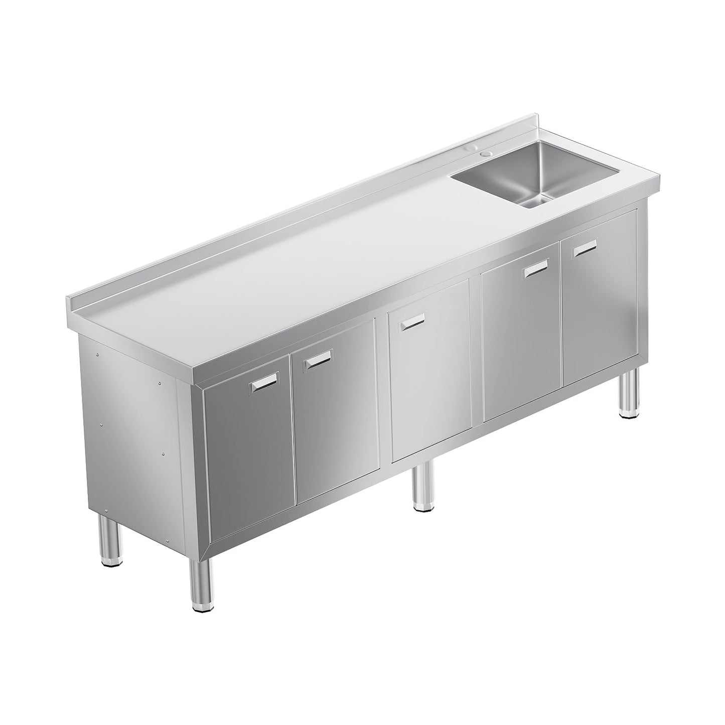 WWK 59" x 21" Stainless Steel Sink with Cabinet, Freestanding Utility Sink Laundry Sink, Heavy Duty Commercial Kitchen Sink for Outdoor, Restaurant, Hotel, Cafe, and Garage, 21D x 59W x 35H inches