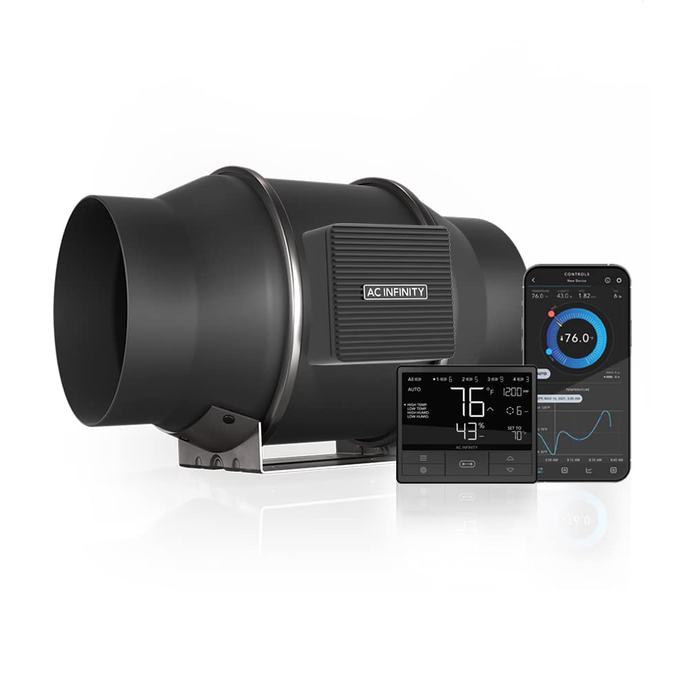 AC Infinity CLOUDLINE S8 PRO, Quiet 8” Inline Duct Fan with 10-Speed Controller, EC-Motor Ventilation Exhaust Fan for Heating Cooling Booster, Grow Tents, Hydroponics