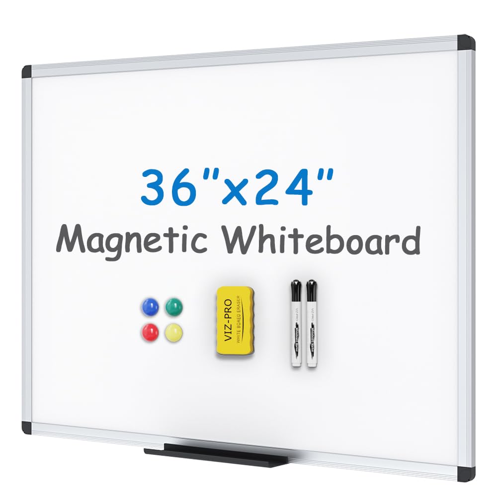 VIZ-PRO Dry Erase Board/Magnetic Whiteboard, 72 x 48 Inches, Large Wall Mounted Board for School Office and Home 6' x 4'