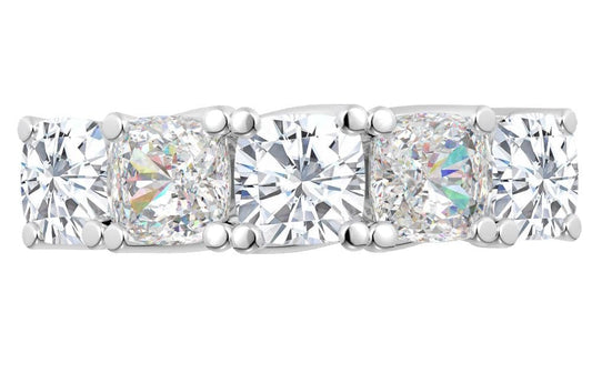 1-6 Carat Cushion 14K White Gold LAB GROWN Diamond and LAB GROWN Diamond Wedding Band (1ct Center, AAAA Heirloom Quality)