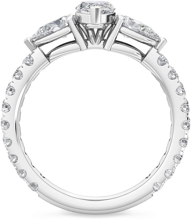 5 Carat (ctw) Platinum Marquise,Round,Pear Cut LAB GROWN Diamond Three Stone Engagement Ring (Color E-F Clarity VS2-SI1)