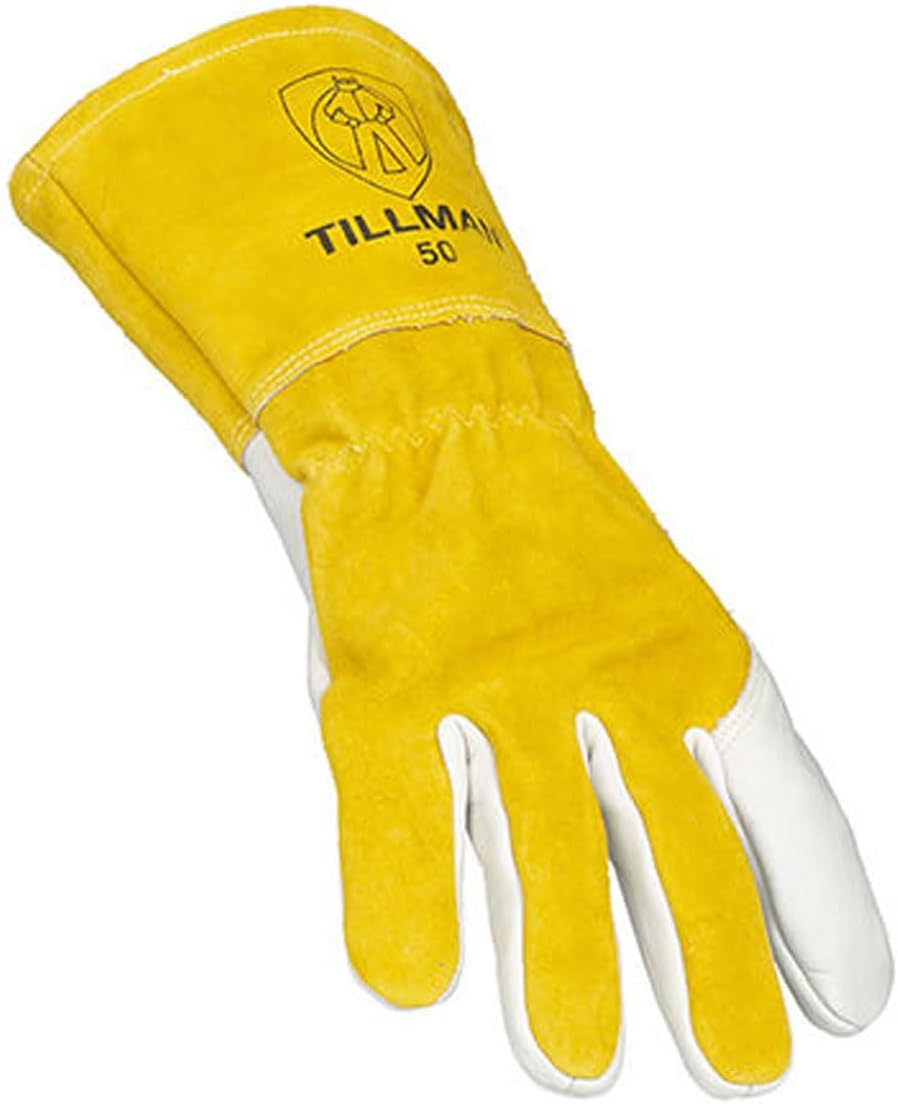 John Tillman and Co 50XL Top Grain Leather MIG Gloves with Split Leather Palm Reinforcements, Split Leather Back, Fleece Lining, Seamless Forefinger and Elastic Back (Carded), X-Large (TIL50XL)