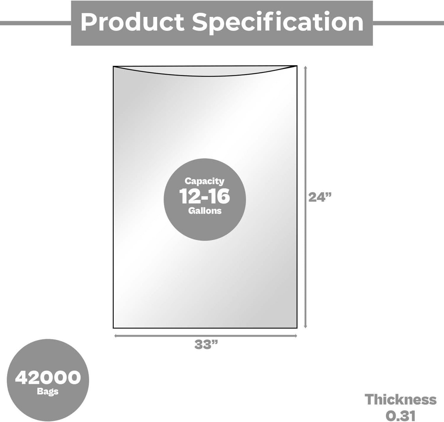 12-16 Gallon Clear Trash Bags, 42000 Count Bulk, Full Pallet, For Commercial Kitchen or Office, Can Liners, Multi-Use Garbage Bags