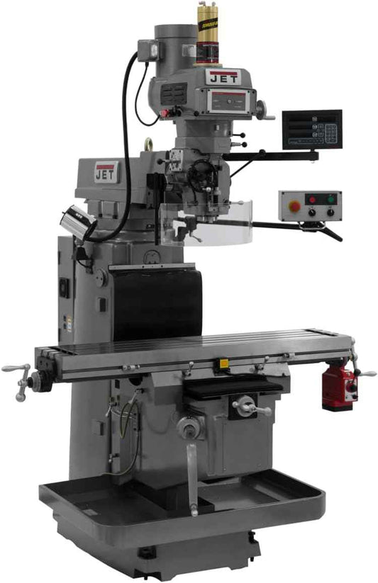 JET Variable-Speed Vertical Mill, Newall NMS800 3X (K) DRO, X-Axis Powerfeed, Air Power Drawbar (JTM-1254VS)