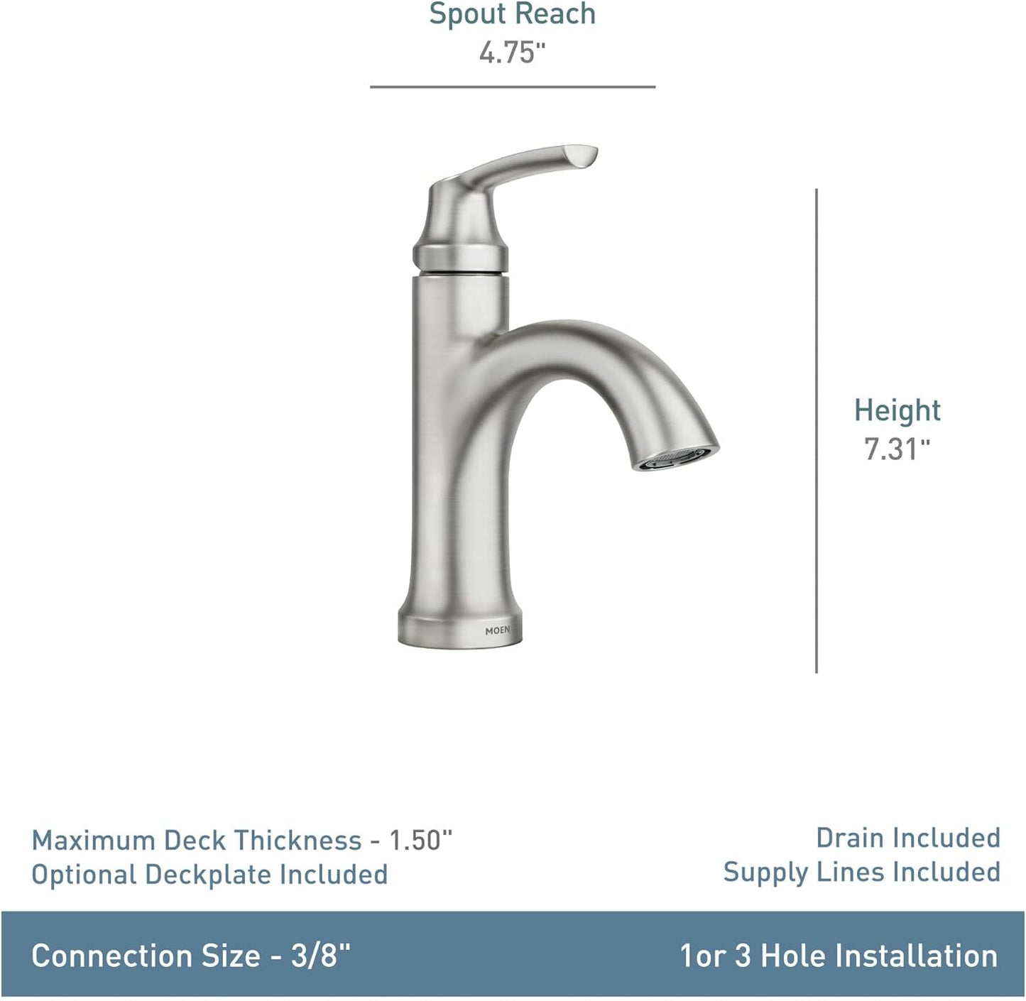 Moen 84980SRN Wellton Bath Faucet, Spot Resist Brushed Nickel (1 Pallet of 96 eaches)