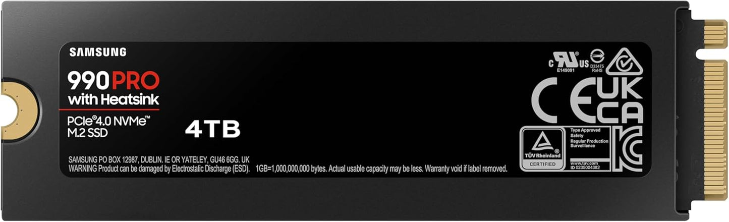 SAMSUNG 990 PRO Heatsink SSD 4TB, NVMe M.2, Speeds Up to 7,450MB/s Best for PlayStation® 5 (PS5 SSD) Console Expansion MZ-V9P4T0CW