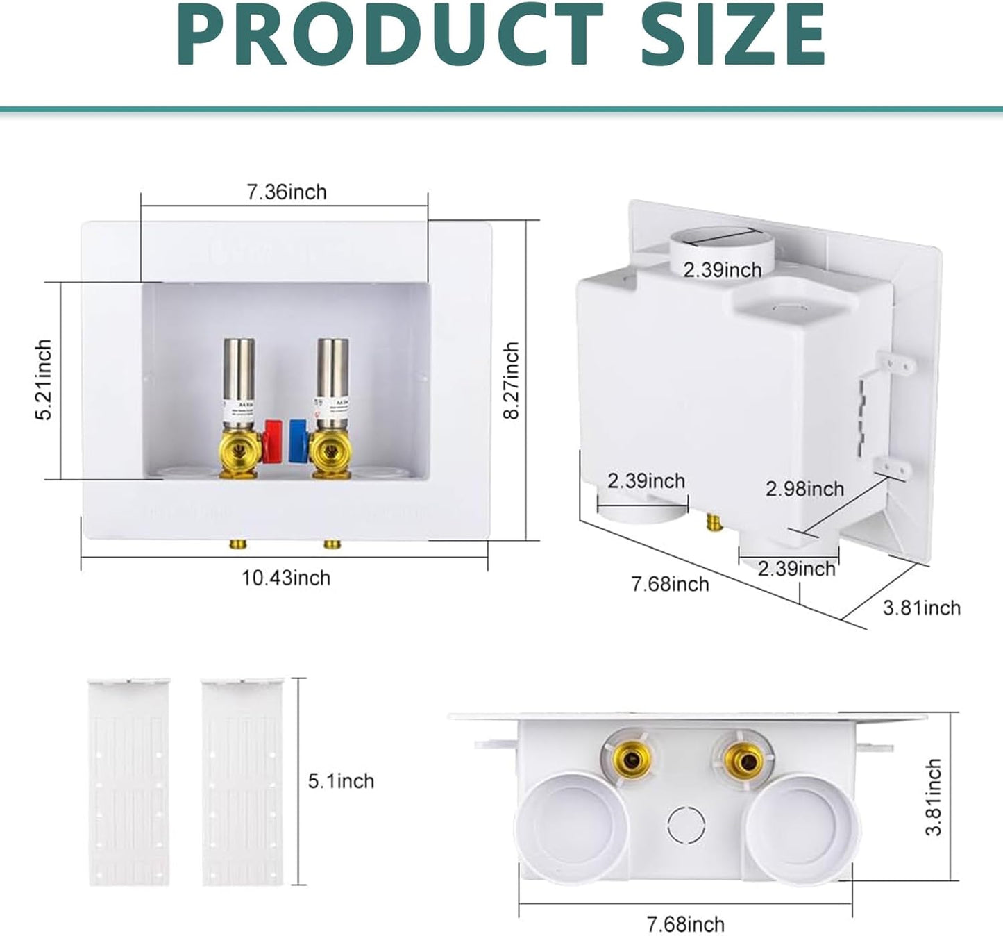 Washing Machine Outlet Box, Niikappu 1/2 Inch Pex Crimp Inlet x 3/4 Inch MHT Outlet Connection, Washer Box with Double Drains, with Stainless Steel Water Hammer Arrestor