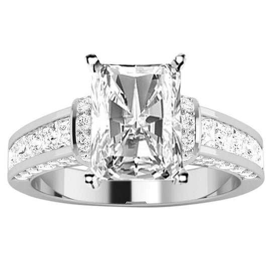 Houston Diamond District LAB GROWN Diamond Contemporary Channel Set Princess And Pave Round Cut Radiant Cut Diamond Engagement Ring (E-F Color VS1-VS2 Clarity)