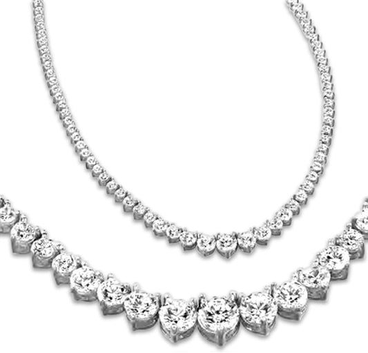 Houston Diamond District 3 to 50 Carat LAB GROWN 17" Straight and Graduating Diamond Tennis Riviera Necklace (D-E Color, VS1-VS2 Clarity)
