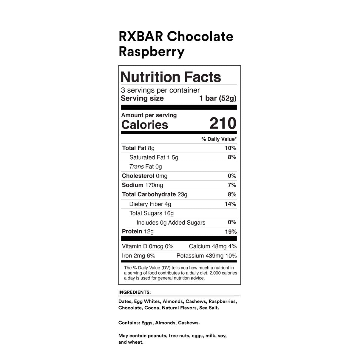 RXBAR Protein Bar, Variety Pack, 10 Flavors, 55oz Box (30 Bars)