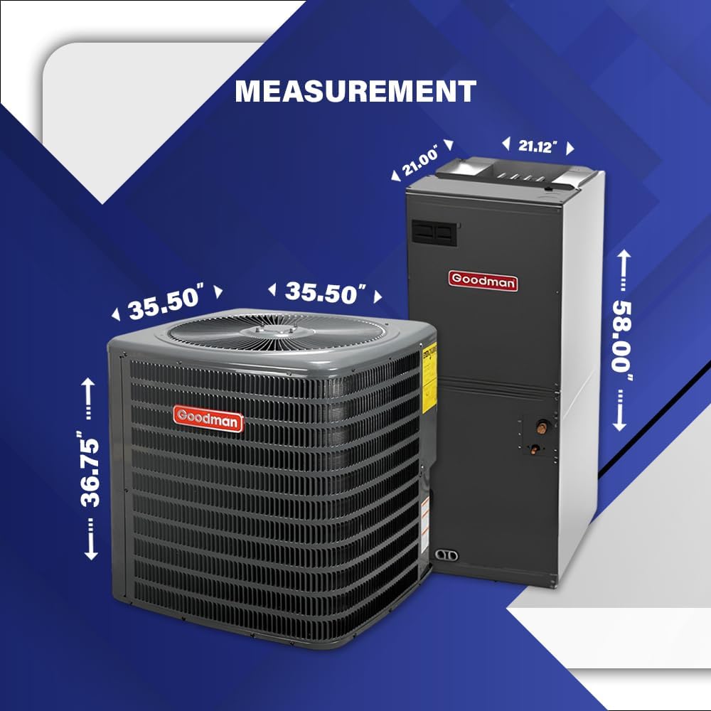 Goodman 15.2 SEER2 Central Split Unit Heat Pump AC/Heating System with 50' Install and 20K Backup Heat Kit | 4-Ton 48000 BTU, TXV Device, Single Stage HVAC System | R32 Refrigerant