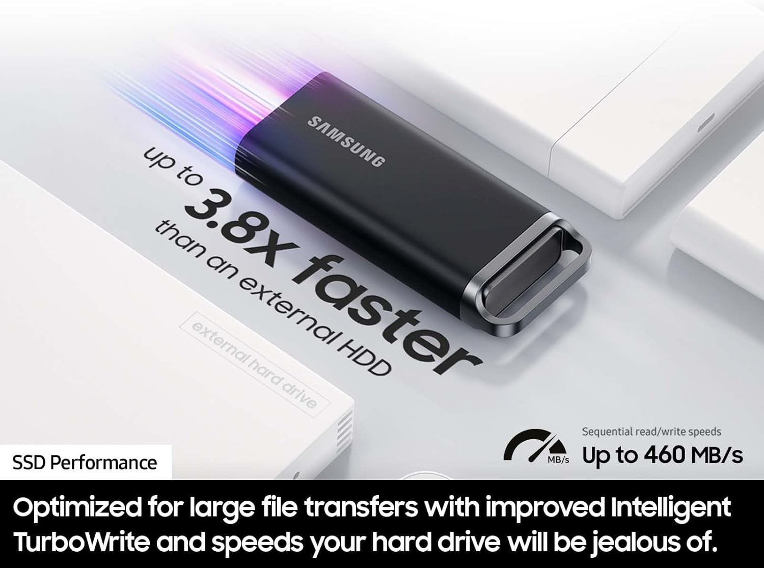 SAMSUNG T5 EVO Portable SSD 8TB, USB 3.2 Gen 1 External Solid State Drive, Seq. Read Speeds Up to 460MB/s for Gaming and Content Creation, MU-PH8T0S/AM, Black