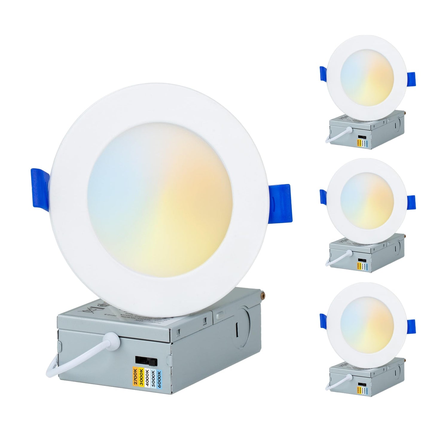 PROCURU Professional 24-Pack 6-Inch 2700K-6000K 5CCT 12W LED, Baffle Style, Heavy Duty Ultra-Thin Recessed Ceiling Slim Downlight, Dimmable, White Trim (VSB65W-24P)