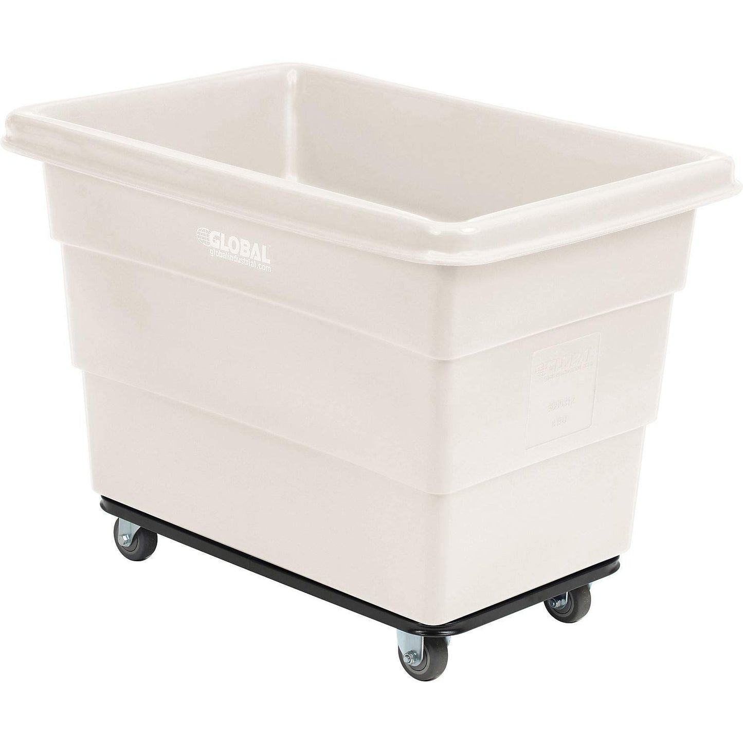 Global Industrial 8 Bushel Plastic Bulk Box Truck, Steel Chassis Base, 800 lbs. Capacity, 3" Non-Maring Rubber Casters, Red, 33-3/10"L x 24-3/5"W x 27-2/5"H