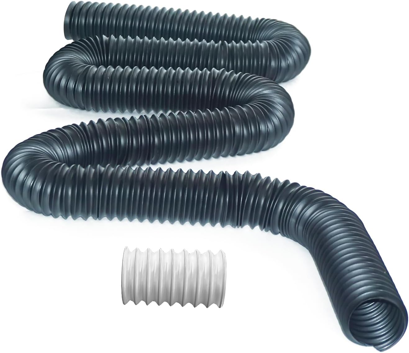 NAACOO Extra 8 Ft Flexible Pipe with Connector - 2 Inch Diameter, Use for Catch Basin's Other Side Drainage or Splicing