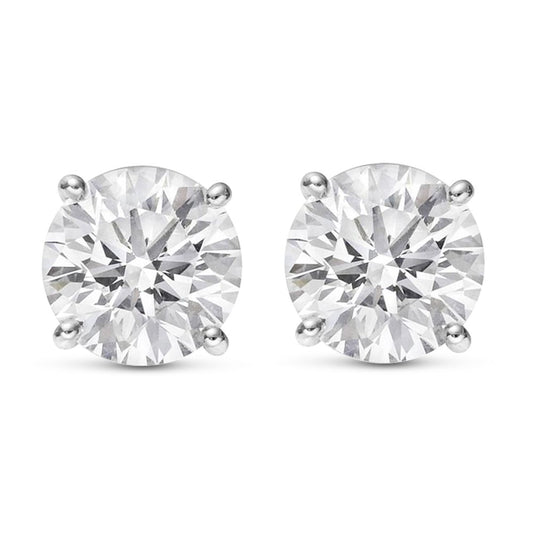IGI Certified Natural Round Brilliant Solitaire Diamond Stud Earrings for Women 4 Prong Push Back (F-G Color SI2-I1 Clarity)