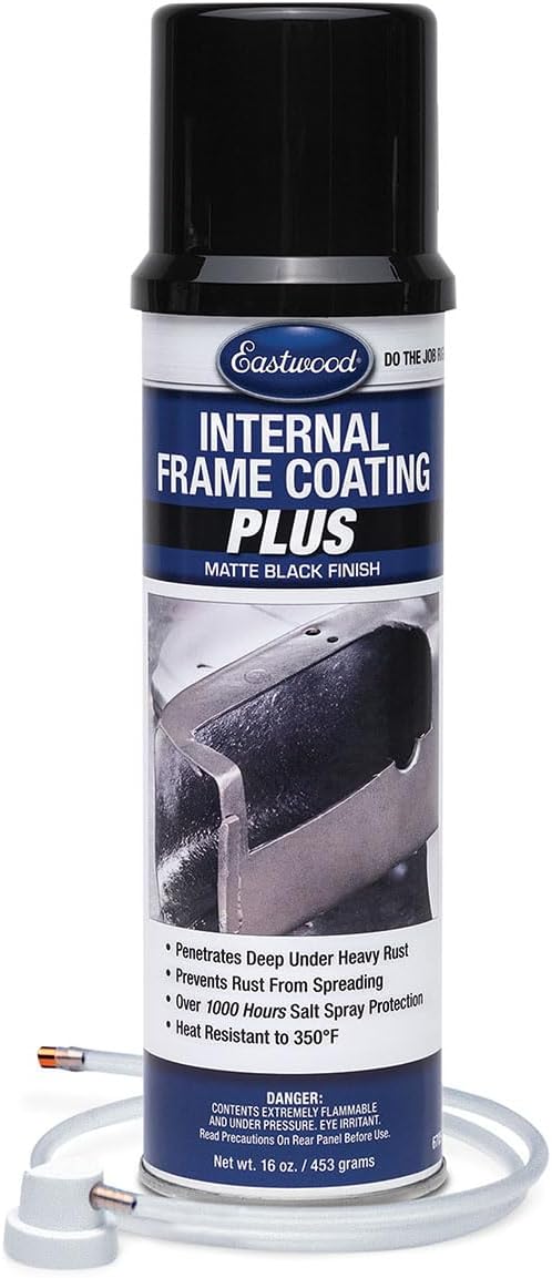 Eastwood Internal Frame Coating Plus Aerosol | Internal Frame Rust Remover | Rust Converter and Prevention Aerosol Spray Undercoating for Vehicles |16 Oz, Matte Black