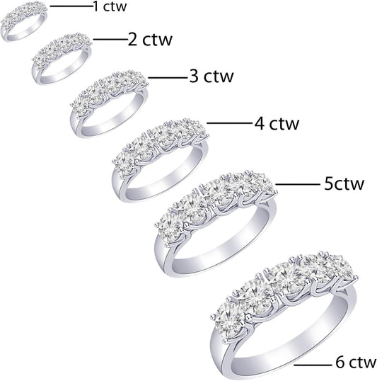 Houston Diamond District Round LAB GROWN Diamond Ladies 5 Five Stone Wedding Anniversary Stackable Ring Band Ultra Premium Collection (E-F Color VS2-SI1 Clarity)