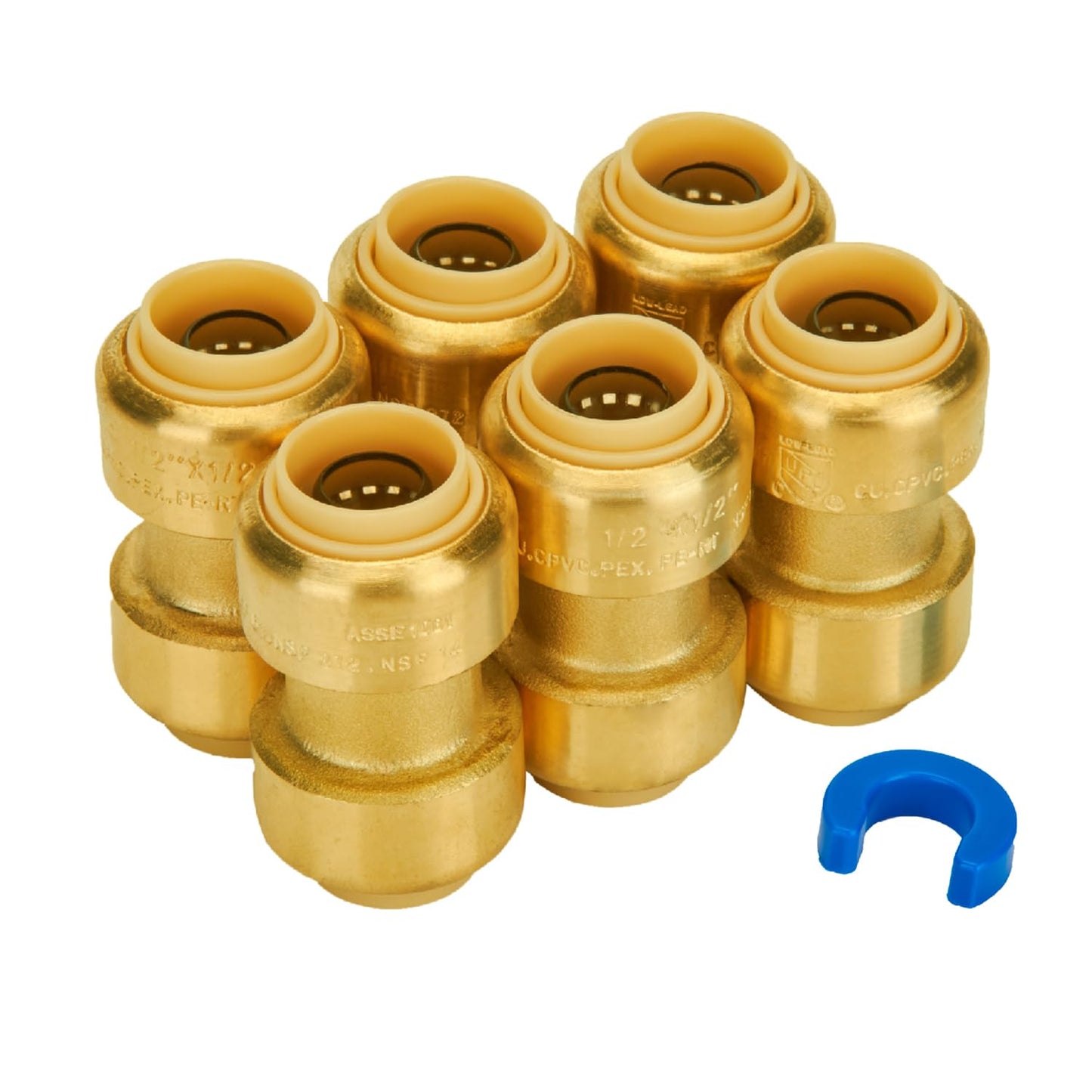 SUNGATOR 1/2 Inch 90 Degree Elbow, Push Pex Elbow 1/2 Inch, No Lead Brass Push-to-Connect Plumbing Fittings for PEX Pipe, Copper, CPVC, with 1 Disconnect Clip, Pack of 12