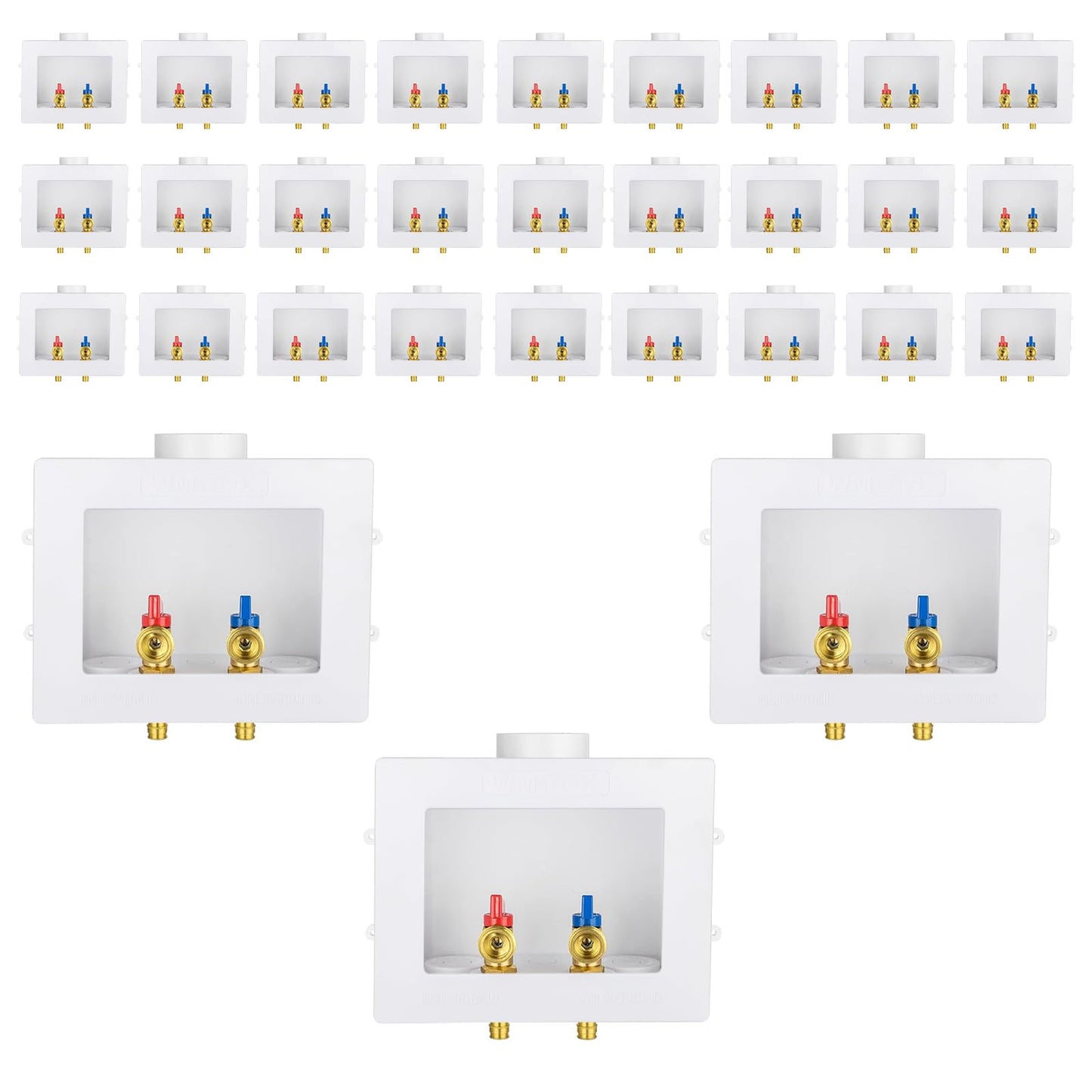 Washing Machine Outlet Box, Niikappu 1/2 Inch Pex Crimp Inlet x 3/4 Inch MHT Outlet Connection, Washer Box with Double Drains, with Stainless Steel Water Hammer Arrestor