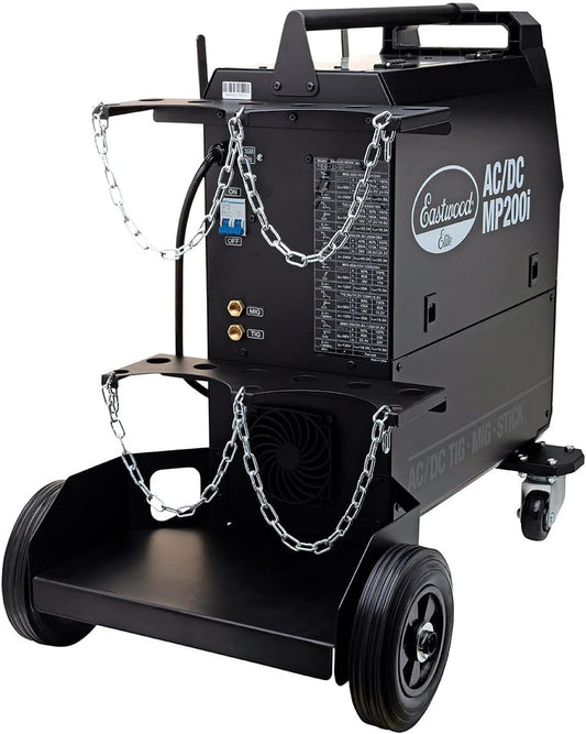 Eastwood Elite 200 Amp Multi-Process AC/DC MP200i Welder | TIG Welder High Frequency Start and Foot Pedal | Welding Machine with MIG Stick Welder | 120V OR 240V Dual Voltage | Tig Welder AC/DC | Black