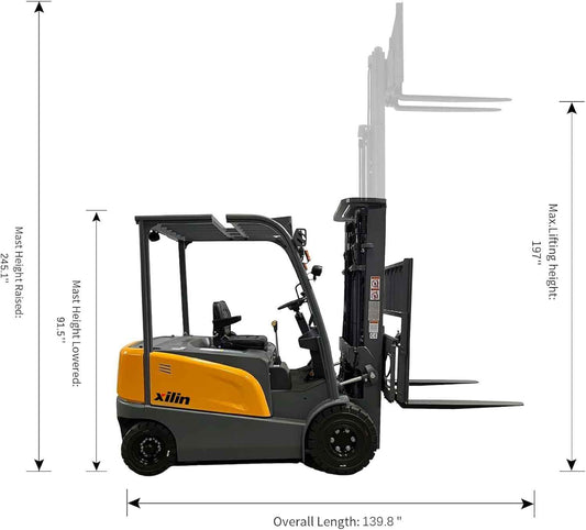 Apollo Forklift 4 Wheel Electric Material Lifts 197" Lifting Height Full Electric Lifting Pallet Stacker 6600lbs Capacity Lead Acid Battery Powered A-4014