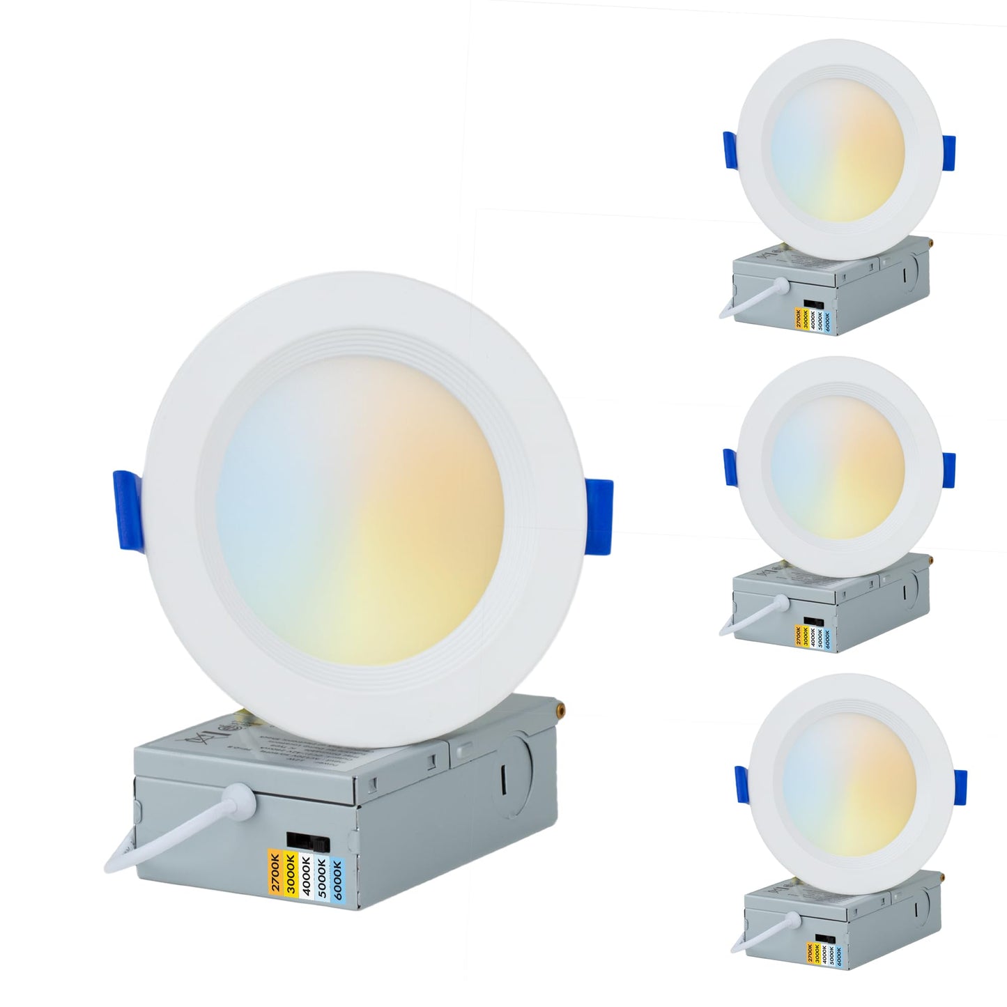 PROCURU Professional 24-Pack 6-Inch 2700K-6000K 5CCT 12W LED, Baffle Style, Heavy Duty Ultra-Thin Recessed Ceiling Slim Downlight, Dimmable, White Trim (VSB65W-24P)