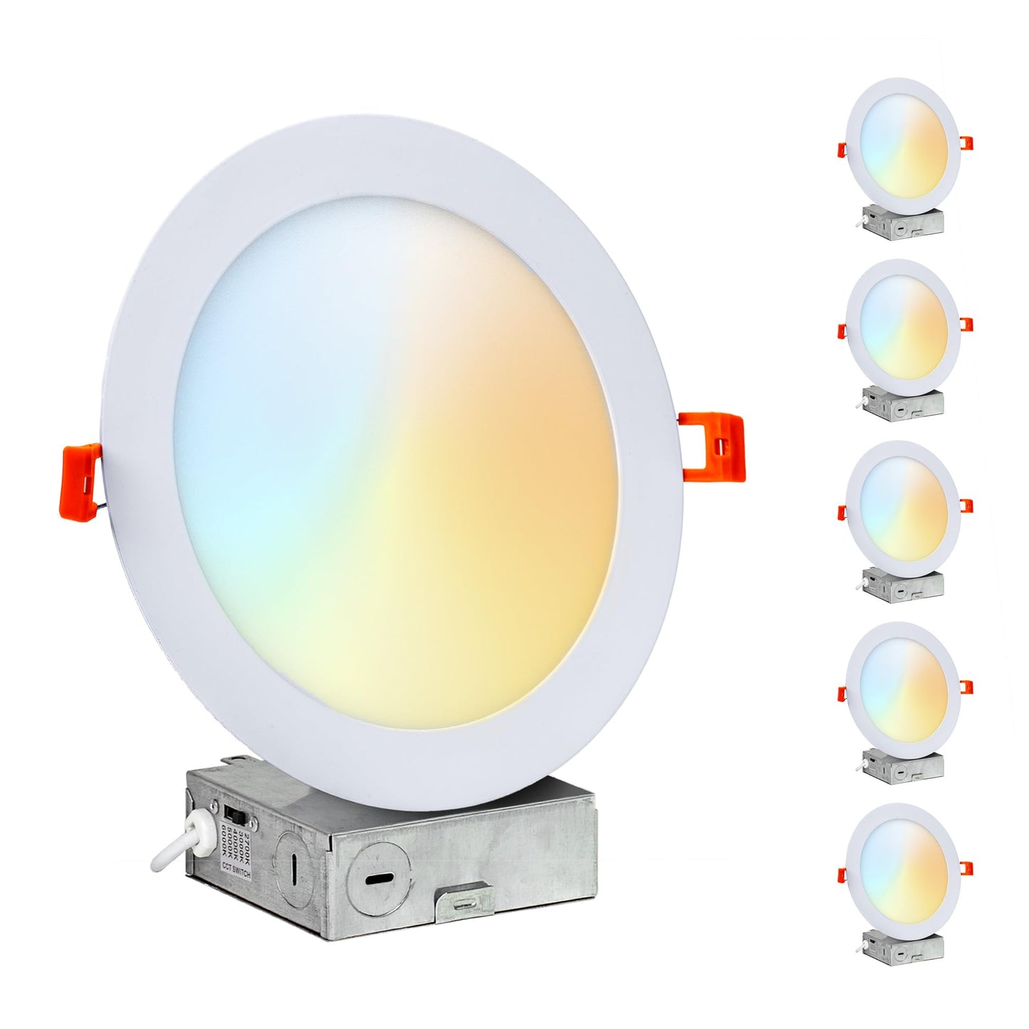 PROCURU Professional 24-Pack 6-Inch 2700K-6000K 5CCT 12W LED, Baffle Style, Heavy Duty Ultra-Thin Recessed Ceiling Slim Downlight, Dimmable, White Trim (VSB65W-24P)