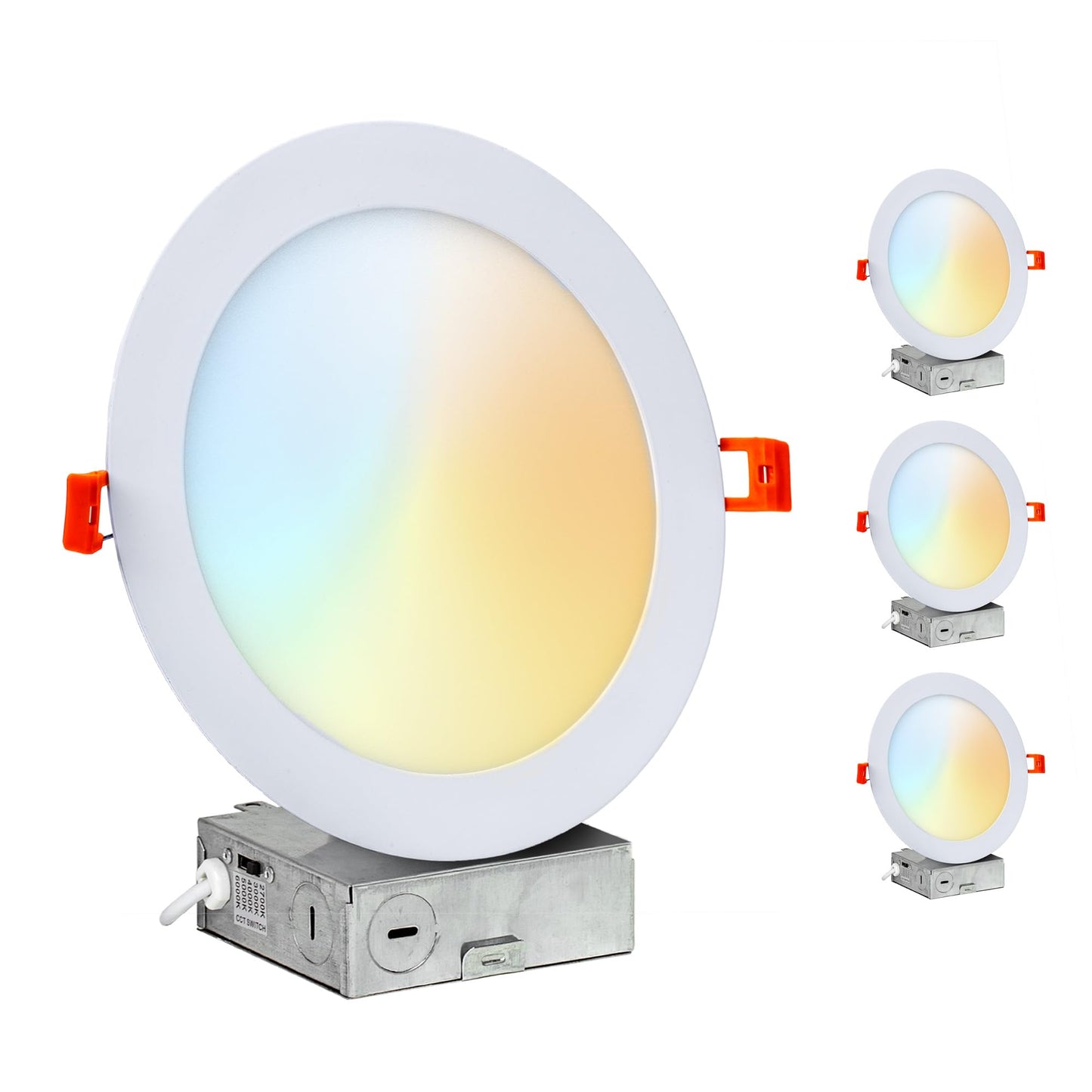 PROCURU Professional 24-Pack 6-Inch 2700K-6000K 5CCT 12W LED, Baffle Style, Heavy Duty Ultra-Thin Recessed Ceiling Slim Downlight, Dimmable, White Trim (VSB65W-24P)