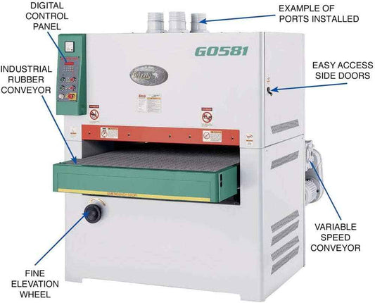 Grizzly Industrial G0581-43" 25 HP 3-Phase Double Drum Wide-Belt Sander