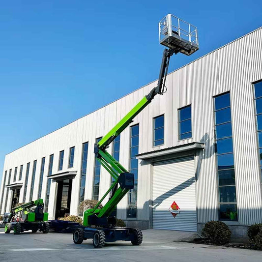 Articulating Boom Lift with Jointed Arm, High-Reach Aerial Work Platform for Building Maintenance, Lighting Installation, Facility Repair, and Narrow Space Access Applications